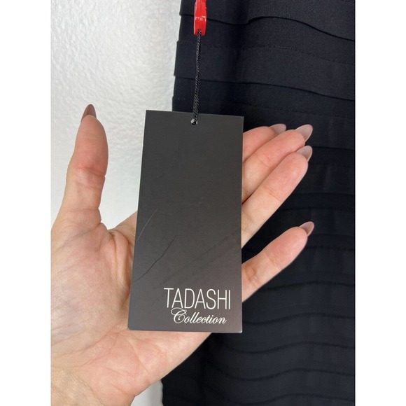 NEW Tadashi Collection Black Tiered Midi Skirt L Pencil Straight Cocktail Large - Picture 8 of 12
